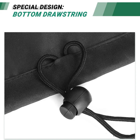 Close-up of bottom drawstring on Steel Stand Hammock Chair Cover Waterproof Outdoor 420D Oxford Fabric Shield For Curved Steel