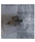 Side view of electric proportional valve T25922 in plastic bag; brass fittings and black body