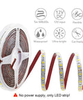 Red LED Light Strip 32.8Ft Waterproof IP65 12V 600 LEDs 5050 SMD On Black PCB, coil and uncoiled LED strip with specifications icons.