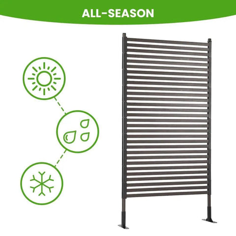 Metal Outdoor Privacy Screen With Stand Freestanding 4 Ft Wide By 6 Ft High Privacy Fence Panel For Patio Garden Backyard Brown PE Coated