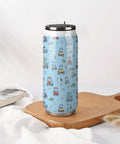 Boss Level 304 Stainless Steel Insulated Tumbler With Secure Straw Lid And Leak Proof Screw Cap, Golf Cart Ready Travel Coffee Mug with playful golf cart design.