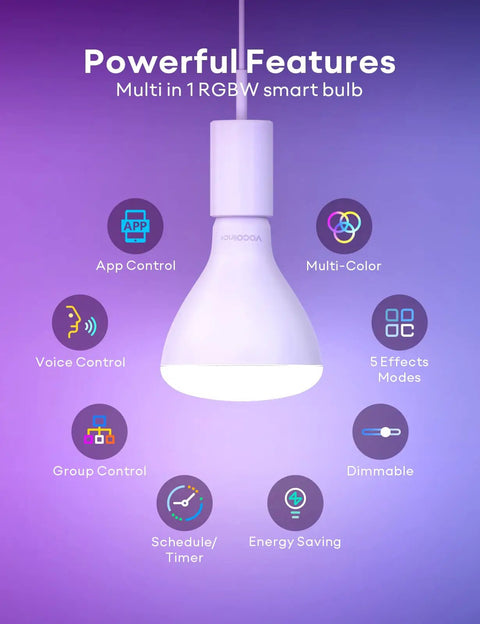 Smart RGBW BR30 Flood WiFi LED Bulb For Smart Home Setup Dimmable 2200K To 7000K Lit Color Changing Lighting 800 Lumens E26 Base Works