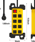 Heavy Duty Shop Workhorse Power Strip With Eight Widely Spaced Outlets And 2700J Surge Protection Six Foot Extension Cord, 5x11.5 inch.
