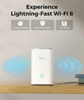 Home Hub For Up To 8 Battery And WiFi Security Cameras With Encryption Privacy 2.4 And 5GHz WiFi No Monthly Fee Hassle-Free Setup 64GB SD Card Installed No Third Party Support Compatible With Battery WiFi Cameras And Doorbells shown in white, highlighting fast WiFi 6