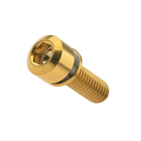 Titanium Alloy M6x16 18 20 25 30 35mm Hex Head Bike Stem Bolts With Washer For MTB And Road Bikes, Grade 5 6AL4V Titanium, Gold Finish, Pack Of 4, Easy Install And Rock Solid Fit