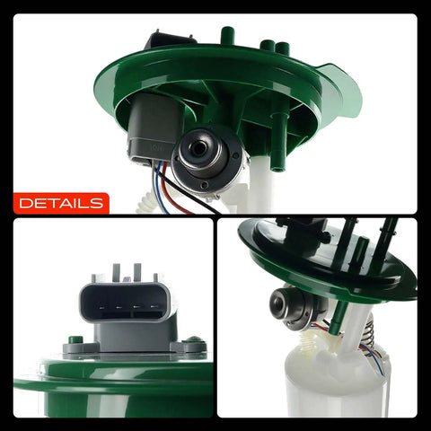 Heavy Duty Electric Fuel Pump Module Assembly for 2001 to 2003 Chrysler Town And Country showing pump details and connectors.