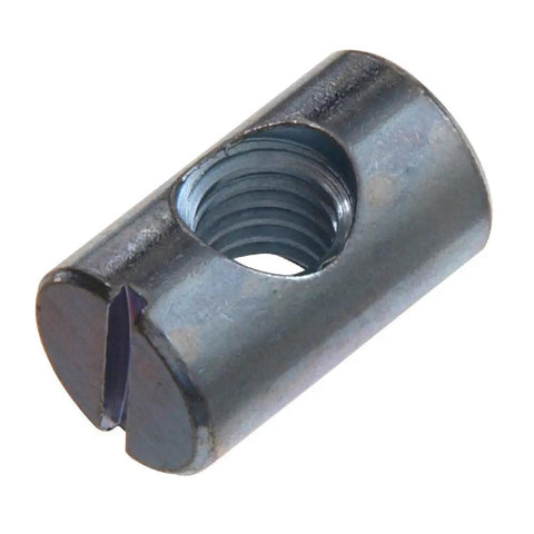 Heavy Duty Slotted Barrel Nut Furniture Connector Bolt Boasting M6 Threads And Zinc Coating For Rock Solid Woodwork Builds And Stress Free Cabinet Assembly On Your Next Weekend Project