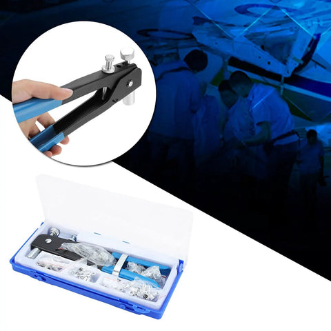 Ultimate Nut Rivet Tool Kit For Pros Featuring 86 Pieces From M3 To M8 Heavy Duty Aluminum Alloy Insert Tools With Ergonomic Non Slip Handle And Nifty Plastic Storage Box To Keep Everything Organized And Ready For Any Home Repair Or Garage Project. rivet tool kit in storage box