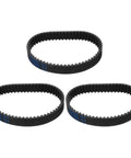 HTD-5M Timing Belt Set For High Torque Drive Beefed Up Rubber Neoprene Belt With 57 Teeth, 285mm Pitch, 15mm Wide, 3.6mm Thick, Closed Loop Pulley, No Slip Power Transfer, 3 Piece Pack, three black closed-loop belts