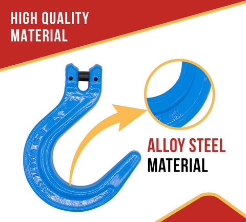 4 Pack One Half Inch Grade 100 Clevis Foundry Hooks Set for Towing and Rigging, Alloy Steel With Sky Blue Painted Finish