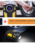 Straight Up Reliable 12V Tire Inflator Air Compressor With Digital Pressure Gauge Led Light Auto Shutoff Portable Pump for car, highlighted LED light.