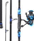 Surf Fishing Rod And Reel Combo 4 Piece MH Heavy Saltwater Performance Gear With 12 Foot Blue Graphite Rod And 5000 Size Spinning Reel
