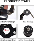 Belt Sander Adapter for Angle Grinder product details showing protective cover, bearing, 42mm interface, and connection wheel.