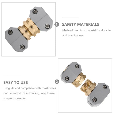 Heavy Duty Garden Hose Repair Kit With Solid Aluminum Alloy Connector Fitting 3 Sets That Stop Leaks And Save Your Plants Plus Easy No Tools Install For Fast Maintenance Anytime, gray connector
