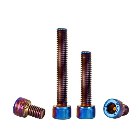 Burning Blue Stainless DIN912 Hex Socket Cap Head Screws Kit M3 To M10 SUS304 55mm lying and standing view
