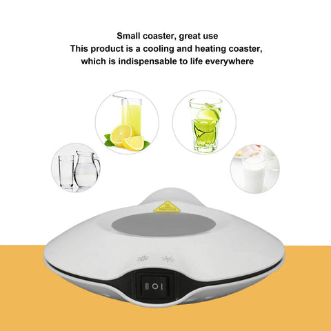 White Electric Cup Warmer And Cooler Mat Dual Purpose Beverage Coaster USB powered thermal stand for hot or cold drinks.