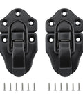 Duckbilled Toggle Hasp Latch Set 2 Pack With Screws For Jewelry Boxes And Wooden Cases Oil Rubbed Bronze Finish shown with screws