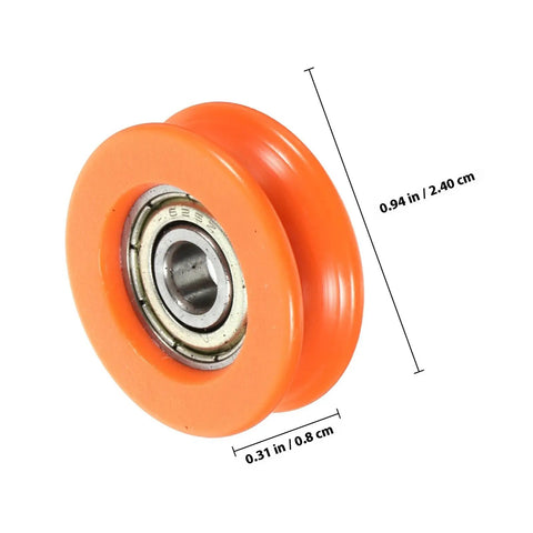 Four Piece Sliding Gate Roller Wheels With U Groove Small Pulley, Heavy Duty Steel Rollers For Smooth Sliding Doors Hardware Upgrade, Ideal For Barn Gates And Utility Sheds, Easy Install And Wobble Free Operation, 0.94 in orange steel roller