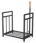 15.5 Inch Compact Metal Firewood Rack With Built In Fire Blower For Indoor And Outdoor Use With Fireplaces Stoves And Grills Black Tough As Nails Steel Build Ideal For Drying Stacking And Storing Firewood In Small Spaces