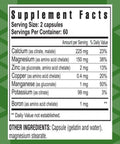 Supplement facts for Bio Calcium Chelated Mineral Complex With Magnesium Zinc Copper Potassium Boron For Boss Absorption And Bone Health