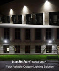 Building exterior illuminated by LED Flood Light Outdoor With Dusk To Dawn Photocell 50W 6500LM IP65 Waterproof light
