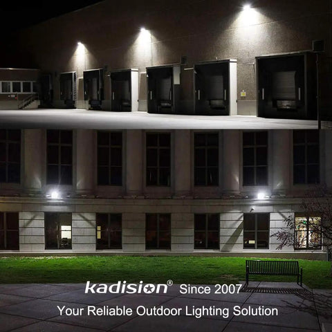 Building exterior illuminated by LED Flood Light Outdoor With Dusk To Dawn Photocell 50W 6500LM IP65 Waterproof light