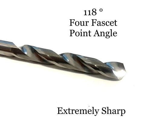 Close-up of Two Pack Solid Carbide Drill Bit Set For Hardened Steel Built Tough For Metalwork With 118 Degree Four Facet Point