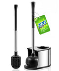 Heavy Duty Toilet Plunger And Brush Set Straight Up Built To Crush Stubborn Clogs With Zero Sweat featuring a stainless steel handle and brush.