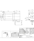 Technical drawing of a NEMA17 brake stepper motor; front and side views with mounting holes.