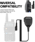 Universal Walkie Talkie Microphone For Ham Radios With High Fidelity Sound And 360 Rotating Clip For Real Talk On The Air Compatible With UV5R BFF8HP UV5R Pro UVK5 AR152 And More Clear Speaker Mic For Reliable Radio Communication with radio compatibility shown