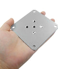 Built Tough These Heavy Duty Silver Metal Furniture Mounting Plates Keep Wobbly Couches And Chairs Rock Solid With Zero Hassle Rust Proof Base Pads Universal 100Mm Fit Easy Diy Fix Four Pack in hand.