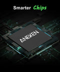 Close up of Aeneken microchip on circuit board showcasing advanced technology labeled 'Smarter Chips'.