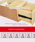 Diagram showing installation of Full Extension Drawer Slides For Cabinets And Desks With Dual Slide Rails 16 Inch including size specs.