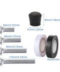 Eight Piece Color Guard Weight Anchor Set Featuring Sturdy Flag Pole Caps And Reliable Black White Electrical Tape For Marching Bands and Honor Guard Drills, components including screws and caps.