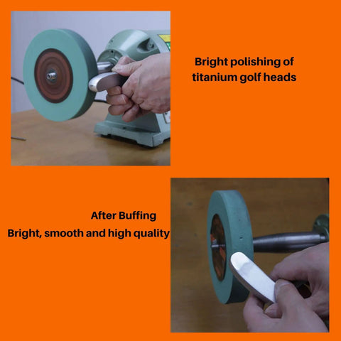 Premium Elastic Polyurethane Buffing Wheels 6 Inch 2000 Grit Silicon Carbide Abrasive polishing titanium golf heads on grinder.