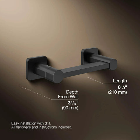 Parallel Pivoting Toilet Paper Holder For No-Fuss Quick Easy Roll Changes And Clean Hands Free Look wall mounted matte black