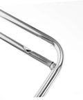 Close-up of Robust Stainless Steel Retractable Office Chair Footrest Smooth Flip Down Leg Rest solid steel construction detail.