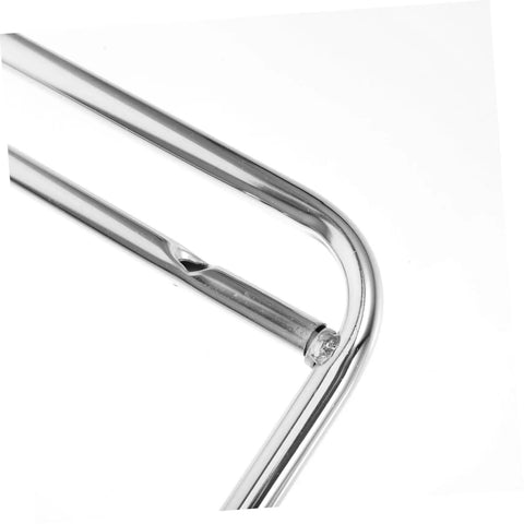 Close-up of Robust Stainless Steel Retractable Office Chair Footrest Smooth Flip Down Leg Rest solid steel construction detail.