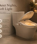 Elongated Electric Bidet Toilet Seat With Instant Tankless Warm Water Spray Auto Air Dryer And No Sweat Easy Install, featuring soft night illumination.