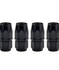 6AN Hose End Fitting Straight Swivel For CPE Braided Hose Black Aluminum 6061 T6 9 16 UNF Thread Pack Of Four For Stainless Steel And Nylon Braided Lines, four fittings