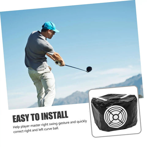 Golfer using Golf Swing Trainer Bag Impact Hitting Bag for Indoor and Outdoor Practice, Compact Design, Easy Storage