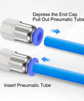 Push To Connect Fittings 8mm Tube OD To 1 4 NPT Female Straight Quick Connect PCF8 N02 shown with tube insertion process