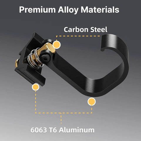 4 Pack Heavy Duty L Track Hooks With Single Stud Fitting, 200 Lbs Max Load, alloy materials diagram