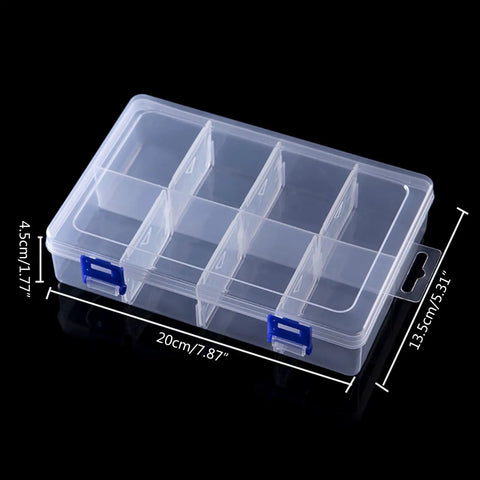 Portable Tool Box Organizer For Small Parts, Durable Plastic Storage Box With Detachable Partitions, Stackable Hardware Storage Boxes, Compact Carry Case For Home Garage, DIY Projects And Workshop Organization, 20x13.5x4.7 cm transparent 8-grid box