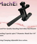 Spring Loaded Clamp Type Knurling Tool for Lathes, 2-Inch Capacity, 3/8-Inch Shank, black metal design on pink background