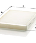 Automotive Cabin Air Filter OEM Replacement For Mercedes Benz Rides Including GLC300 C300 GLS450 With Measurements Shown
