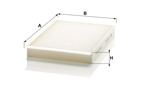 Automotive Cabin Air Filter OEM Replacement For Mercedes Benz Rides Including GLC300 C300 GLS450 With Measurements Shown