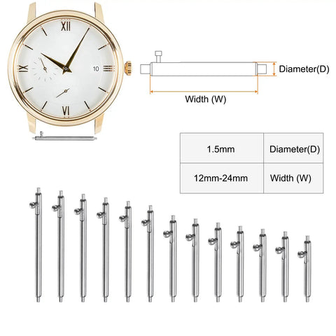 Rock Solid 24 Piece 23mm Quick Release Spring Bars Stainless Steel Watch Pin Set For Leather Rubber Strap Links Smooth DIY.