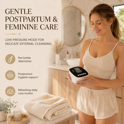 Woman holding Electric Enema Kit With Dual Nozzles And 100 Level Pressure Control Coffee Enema And Colon Cleansing System