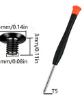 14Pcs Wallet Screw Kit T5 Cross Screws Anti Loosening M2x3 Black Zinc Plated 304 Stainless Steel with T5 screwdriver